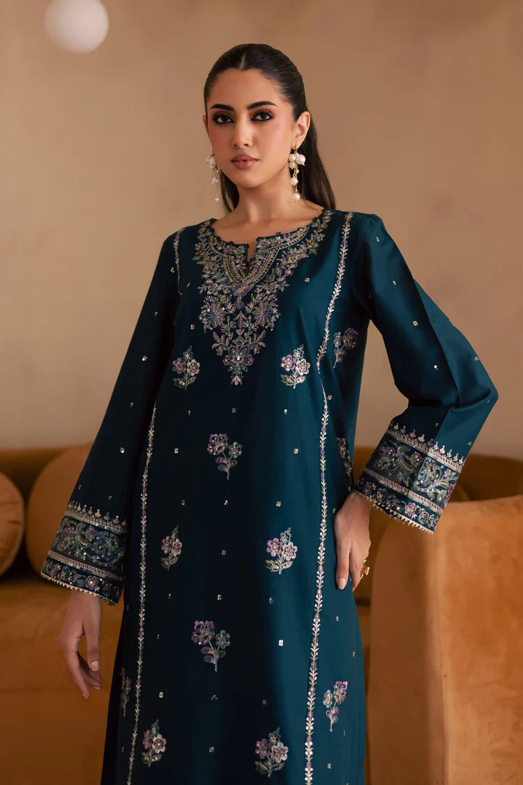 BrandsInn-2PC DHANAK SEQUIN EMBROIDERED SHIRT & EMBROIDERED TROUSER-BI-109