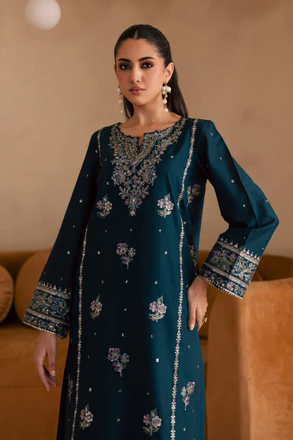 BrandsInn-2PC DHANAK SEQUIN EMBROIDERED SHIRT & EMBROIDERED TROUSER-BI-109
