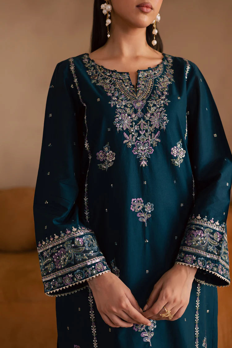 BrandsInn-2PC DHANAK SEQUIN EMBROIDERED SHIRT & EMBROIDERED TROUSER-BI-109
