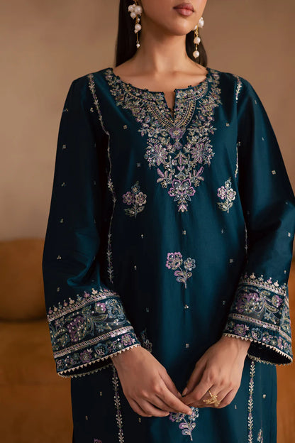 BrandsInn-2PC DHANAK SEQUIN EMBROIDERED SHIRT & EMBROIDERED TROUSER-BI-109