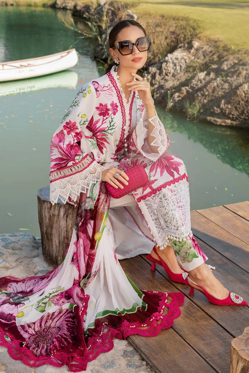 BrandsInn-3PC LAWN EMBROIDERED PRINTED SHIRT WITH CHIFFON PRINT DUPATTA AND PRINT TROUSER-BI-344