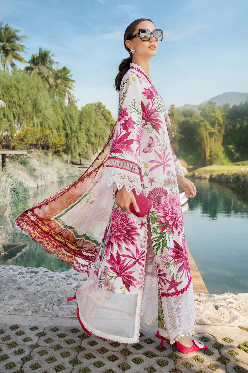 BrandsInn-3PC LAWN EMBROIDERED PRINTED SHIRT WITH CHIFFON PRINT DUPATTA AND PRINT TROUSER-BI-344