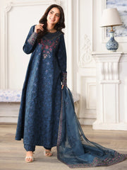 BrandsInn-3PC LAWN PRINTED EMBROIDERED SHIRT WITH ORGANZA EMBROIDERED DUPATTA AND PRINT TROUSER-BI-004