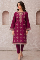 BrandsInn-3PC DHANAK EMBROIDERED SHIRT WITH WOOL PRINTED SHAWL AND TROUSER-BI-5005