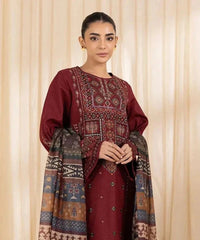 BrandsInn-3PC LAWN EMBROIDERED SHIRT WITH CHIFFON PRINTED DUPATTA AND TROUSER-BI-4548