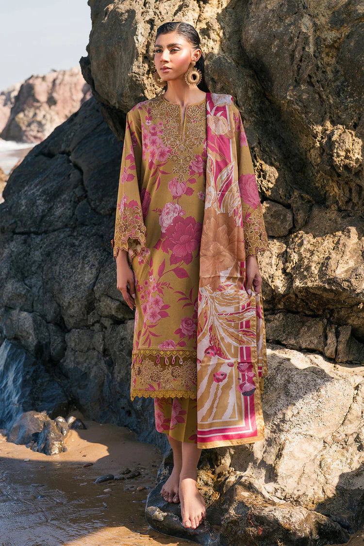 BrandsInn-3PC KHADDAR PRINTED EMB SHIRT WITH KHADDAR PRINTED DUPATTA AND PRINT TROUSER-BI-2622