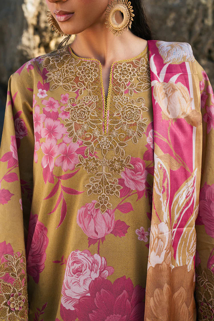 BrandsInn-3PC KHADDAR PRINTED EMB SHIRT WITH KHADDAR PRINTED DUPATTA AND PRINT TROUSER-BI-2622