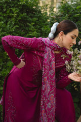 BrandsInn-3PC DHANAK EMBROIDERED SHIRT WITH COURTRAI WOOL PRINTED SHAWL AND TROUSER-BI-5219