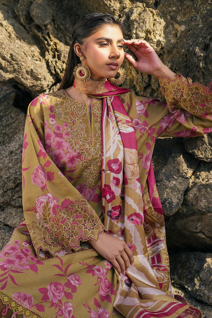 BrandsInn-3PC KHADDAR PRINTED EMB SHIRT WITH KHADDAR PRINTED DUPATTA AND PRINT TROUSER-BI-2622