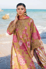 BrandsInn-3PC KHADDAR PRINTED EMB SHIRT WITH KHADDAR PRINTED DUPATTA AND PRINT TROUSER-BI-2622