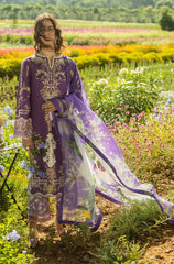 MUSHQ-3PC DHANAK EMBROIDERED SHIRT WITH COUTRAI PRINTED SHAWL & TROUSER-BI-4132