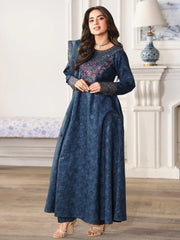 BrandsInn-3PC LAWN PRINTED EMBROIDERED SHIRT WITH ORGANZA EMBROIDERED DUPATTA AND PRINT TROUSER-BI-004