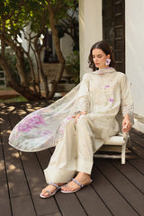 BrandsInn-3PC LAWN EMB PRINTED SHIRT WITH SILK PRINTED DUPATTA & PRINTED TROUSER-BI-044