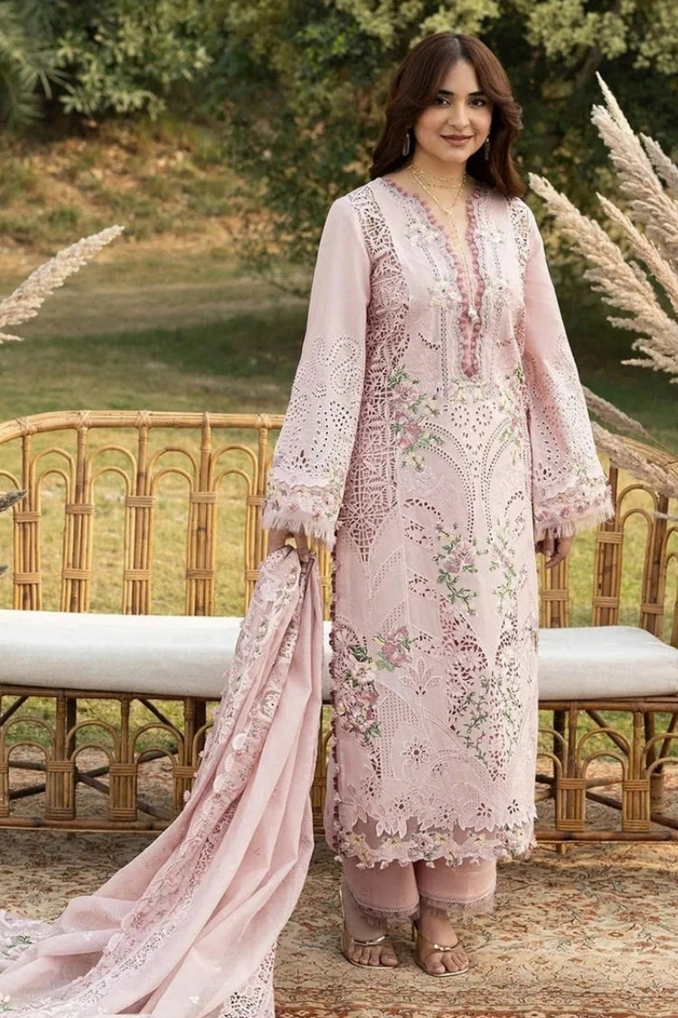 BrandsInn-3PC DHANAK EMBROIDERED SHIRT WITH DHANAK EMBROIDERED SHAWL AND TROUSER-BI-5255