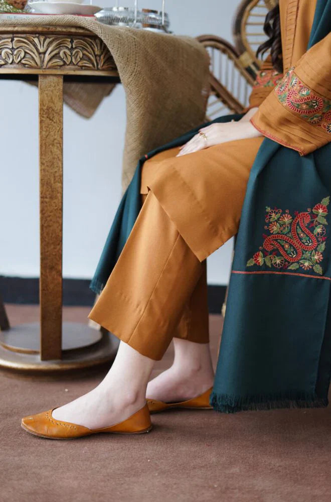AISLING -3PC DHANAK EMBROIDERED SHIRT WITH DHANAK EMBROIDERED SHAWL& TROUSER -BI-4072