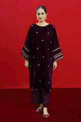 BrandsInn-2PC VELVET EMBROIDERED SHIRT WITH VELEVT EMBROIDERED SLEEVES-D-19-MICROO-9000-BIC-4023