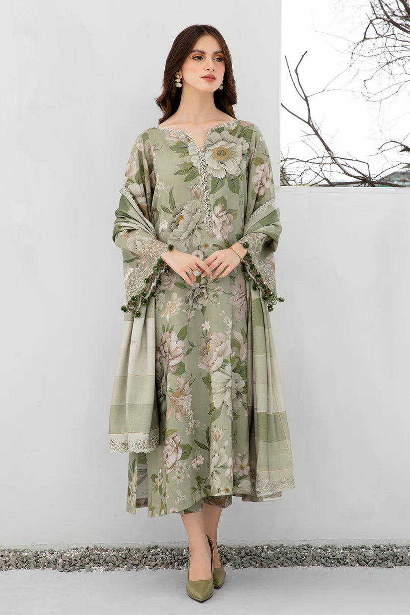 BrandsInn-3PC KHADDAR SHIRT WITH KHADDAR PRINT DUPATTA AND PRINT TROUSER-BI-306