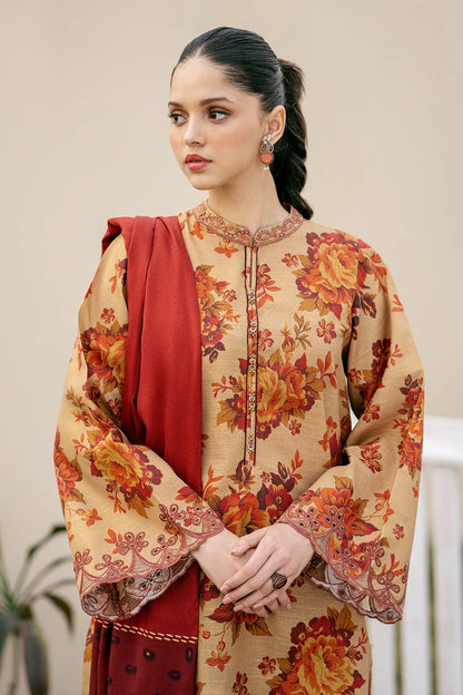 BrandsInn-3PC KHADDAR PRINTED SHIRT WITH KHADDAR PRINT DUPATTA AND PRINT TROUSER-BI-2632