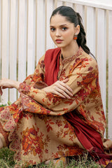 BrandsInn-3PC KHADDAR PRINTED SHIRT WITH KHADDAR PRINT DUPATTA AND PRINT TROUSER-BI-2632