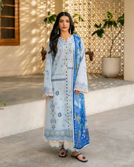 BrandsInn-3PC LAWN EMBROIDERED SHIRT WITH CHIFFON PRINTED DUPATTA AND EMB TROUSER-BI-4717