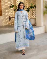 BrandsInn-3PC LAWN EMBROIDERED SHIRT WITH CHIFFON PRINTED DUPATTA AND EMB TROUSER-BI-4717