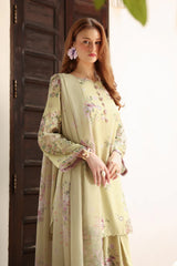 BrandsInn-3PC LAWN PRINTED SHIRT WITH SILK PRINTED DUPATTA AND TROUSER-BI-041
