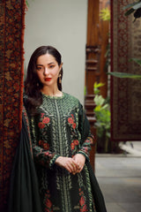 BrandsInn-3PC DHANAK EMBROIDERED SHIRT WITH DHANAK EMBROIDERED SHAWL AND TROUSER-BI-4410