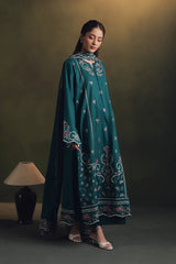 BrandsInn-3PC DHANAK EMBROIDERED SHIRT WITH DHANAK EMBROIDERED SHAWL AND TROUSER-BI-5257