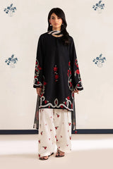 BrandsInn-3PC DHANAK EMBROIDERED SHIRT WITH WOOL PRINTED SHAWL AND TROUSER-BI-5091
