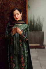 BrandsInn-3PC DHANAK EMBROIDERED SHIRT WITH DHANAK EMBROIDERED SHAWL AND TROUSER-BI-4410