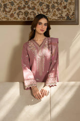 BrandsInn-3PC DHANAK EMBROIDERED SHIRT WITH WOOL PRINTED SHAWL AND TROUSER-BI-5023