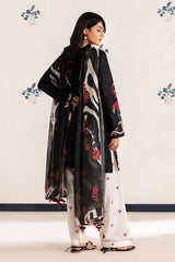 BrandsInn-3PC DHANAK EMBROIDERED SHIRT WITH WOOL PRINTED SHAWL AND TROUSER-BI-5091