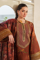BrandsInn-3PC LAWN DIGITAL PRINTED EMB SHIRT WITH SILK PRINTED DUPATTA AND PRINTED TROUSER-BI-022