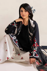 BrandsInn-3PC DHANAK EMBROIDERED SHIRT WITH WOOL PRINTED SHAWL AND TROUSER-BI-5091