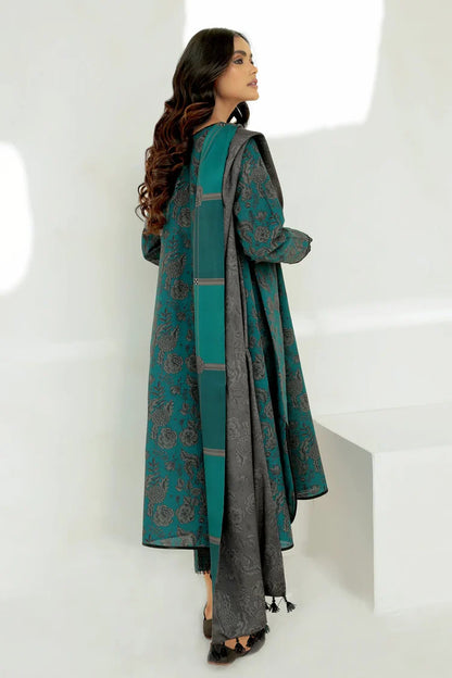 BrandsInn-3PC KHADDAR PRINTED SHIRT WITH KHADDAR PRINT DUPATTA AND PRINT TROUSER-BI-2616