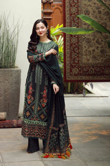 BrandsInn-3PC DHANAK EMBROIDERED SHIRT WITH DHANAK EMBROIDERED SHAWL AND TROUSER-BI-4410