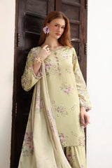 BrandsInn-3PC LAWN PRINTED SHIRT WITH SILK PRINTED DUPATTA AND TROUSER-BI-041