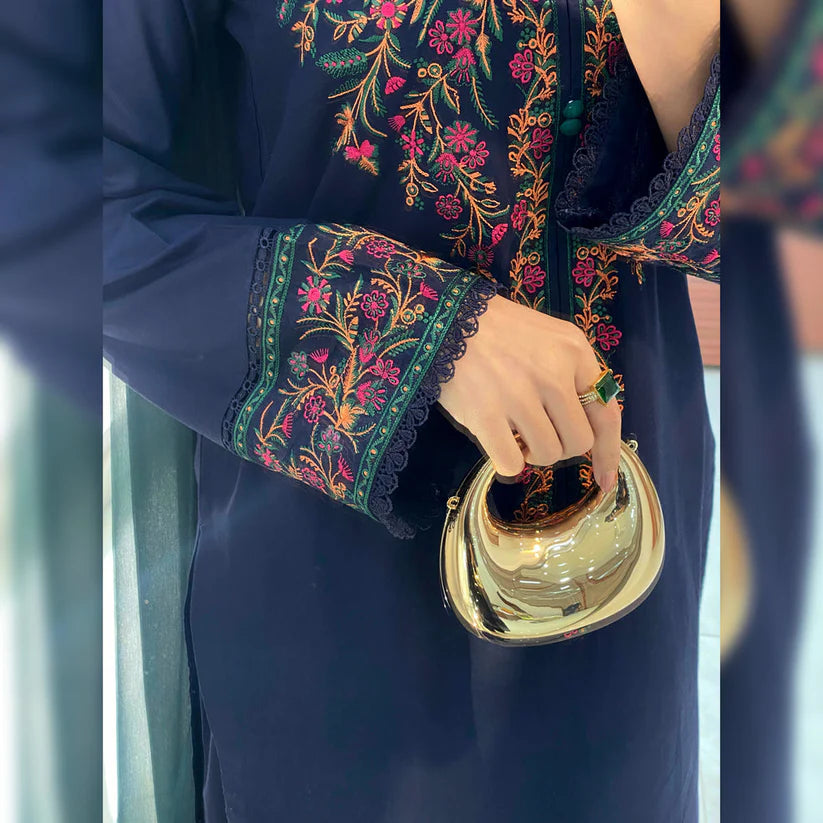 BRANDSINN-3PC DHANAK EMBROIDERED SHIRT WITH BAMBER CHIFFON DUPATTA AND EMB TROUSER-BI-4117