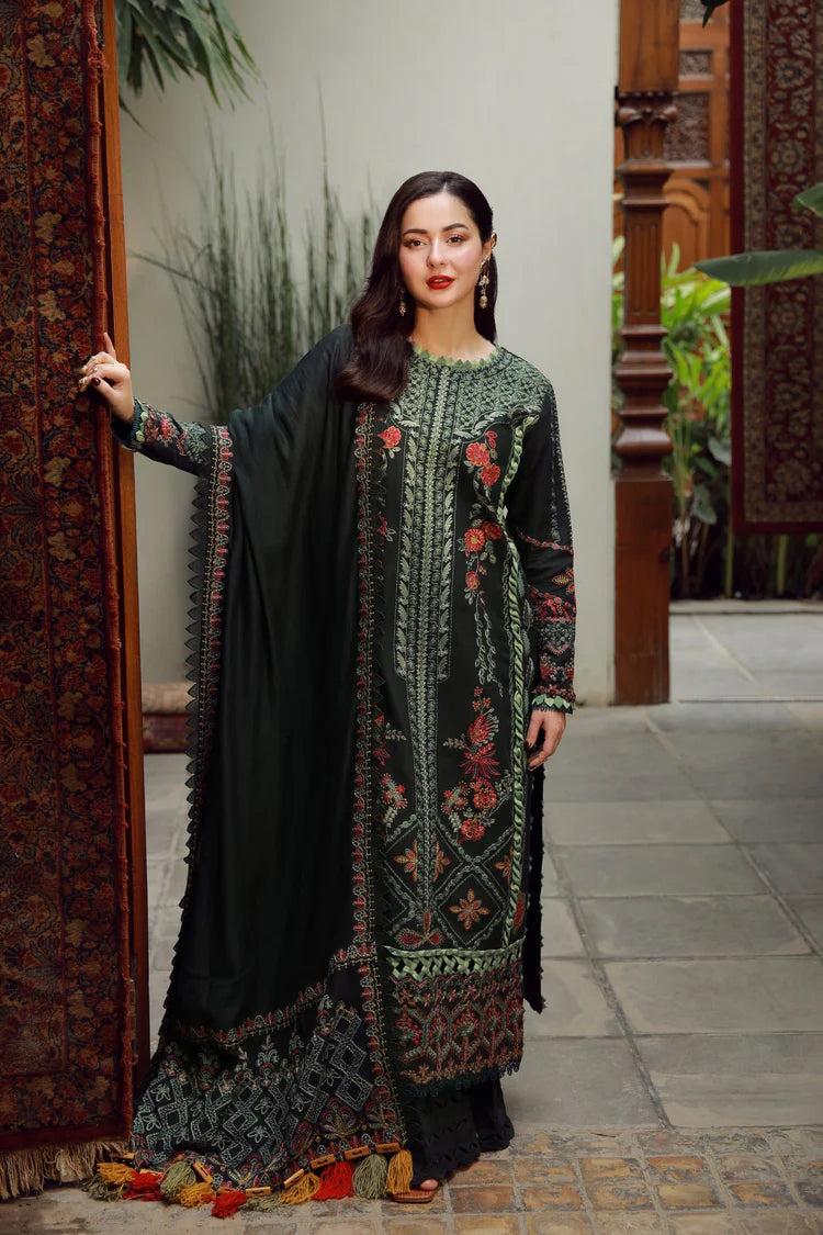 BrandsInn-3PC DHANAK EMBROIDERED SHIRT WITH DHANAK EMBROIDERED SHAWL AND TROUSER-BI-4410