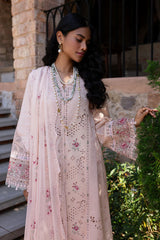 BrandsInn-3PC LAWN CHIKANKAARI EMBROIDERED SHIRT WITH KHAADI NET EMBROIDERED DUPATTA AND TROUSER-BI-4660