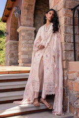 BrandsInn-3PC LAWN CHIKANKAARI EMBROIDERED SHIRT WITH KHAADI NET EMBROIDERED DUPATTA AND TROUSER-BI-4660