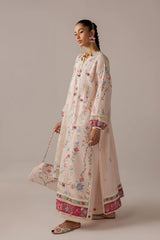 BrandsInn-3PC DHANAK EMBROIDERED SHIRT WITH KHADDI NET EMB DUPATTA & TROUSER-BI-5187