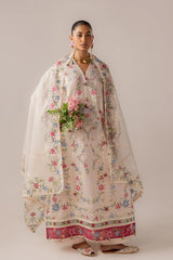 BrandsInn-3PC DHANAK EMBROIDERED SHIRT WITH KHADDI NET EMB DUPATTA & TROUSER-BI-5187