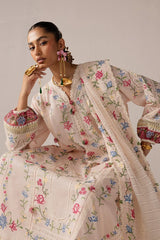 BrandsInn-3PC DHANAK EMBROIDERED SHIRT WITH KHADDI NET EMB DUPATTA & TROUSER-BI-5187
