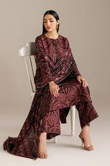 BrandsInn-3PC LAWN DIGITAL PRINTED SHIRT WITH SILK PRINTED DUPATTA AND PRINTED TROUSER-BI-002