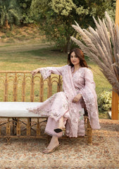 BrandsInn-3PC DHANAK EMBROIDERED SHIRT WITH DHANAK EMBROIDERED SHAWL AND TROUSER-BI-5255