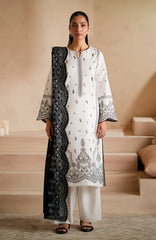 BrandsInn - 3PC DHANAK EMBROIDERED SHIRT WITH DHA COUTURE WOOL PRINT SHAWL AND TROUSER-BI-4088
