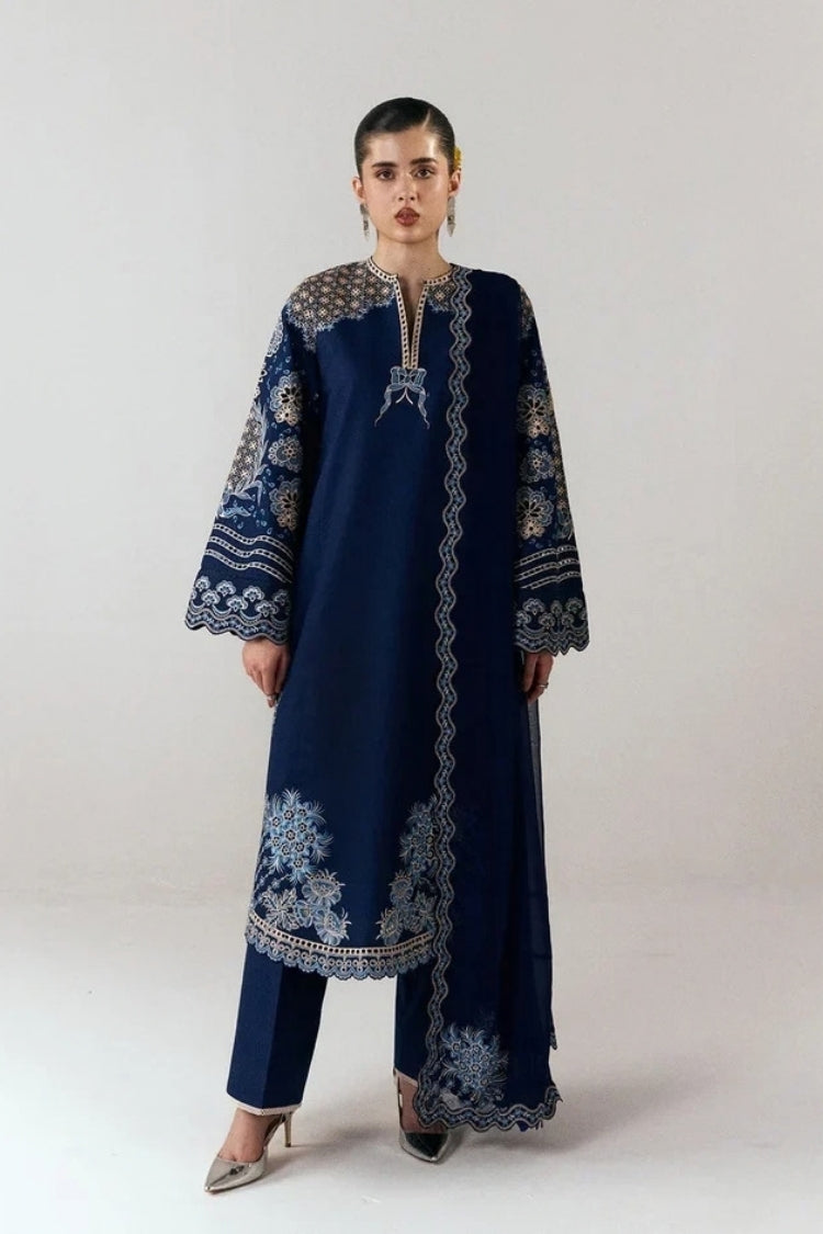 BrandsInn-3PC DHANAK EMBROIDERED SHIRT WITH DHANAK EMBROIDERED DUPATTA AND TROUSER-BI-5245