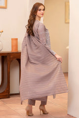 BrandsInn-3PC LAWN CHIKENKARI EMBROIDERED SHIRT WITH LAWN TUBE SLUB DUPATTA-BI-324