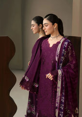 BrandsInn-3PC DHANAK EMBROIDERED SHIRT WITH COUTRAI PRINTED SHAWL AND TROUSER-BI-5253